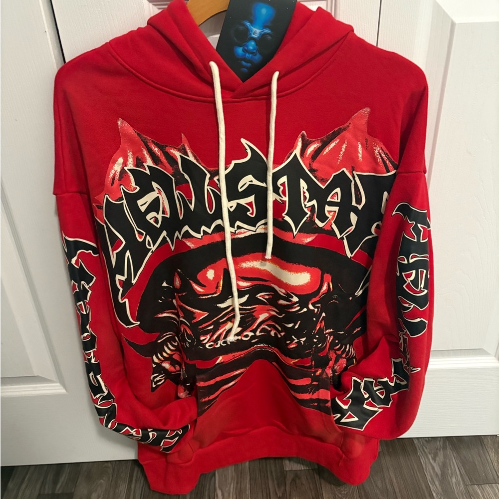 Red Graffiti Pullover Hoodie Sweatshirt - Picture 1 of 2